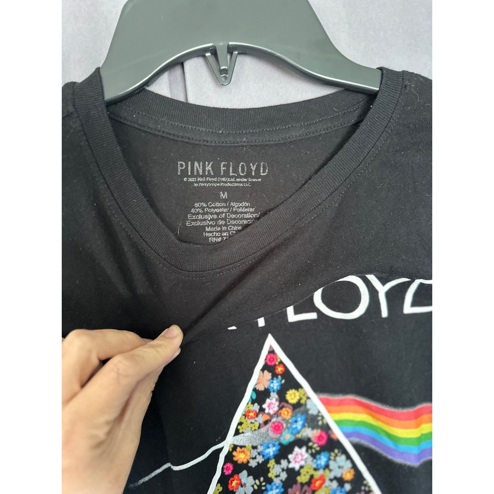 Pink Floyd Dark Side of the Moon Floral Prism Graphic Tee Black Medium - Picture 3 of 3